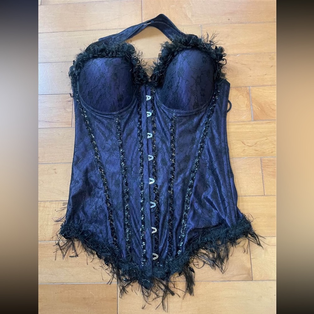Elegant purple and black Corset burlesque